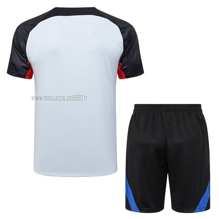 Tuta da Track del FC Barcellona Manga Corta 2023-2024 Grigio - Pantalon Corto
